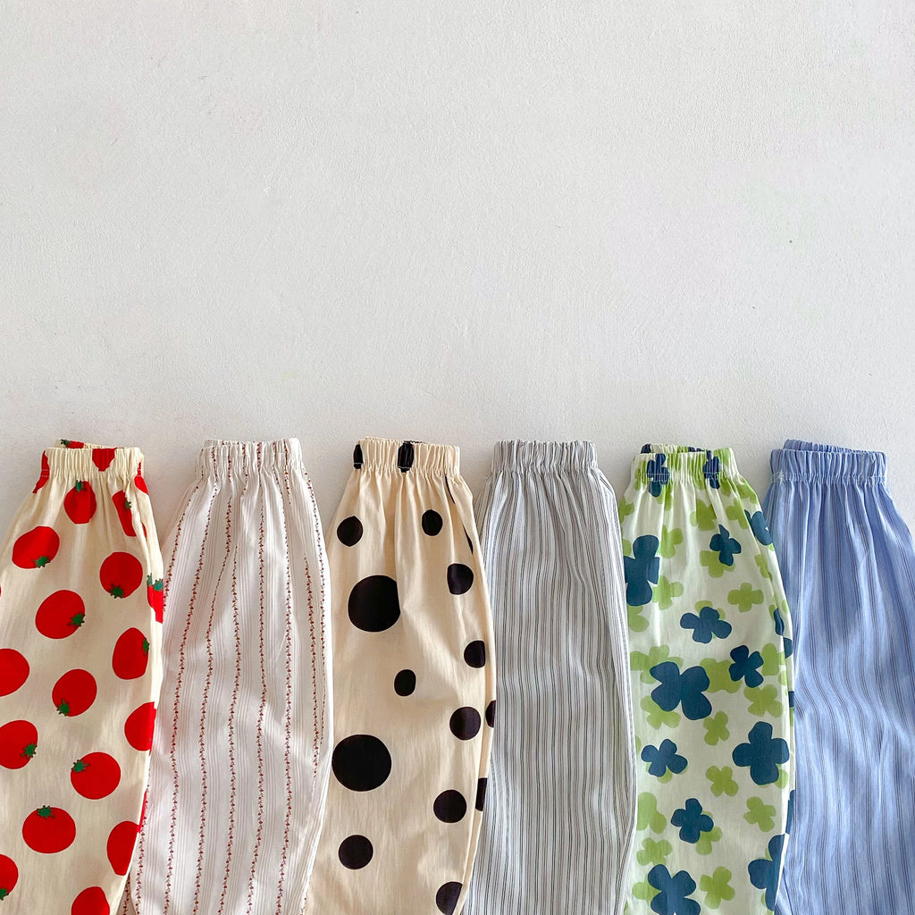 0-6Year Child Pants Cotton Thin Casual Sports Trousers Full Print Loose All-mtach Pants Boys Girls Baby Mosquito Resistant Pants