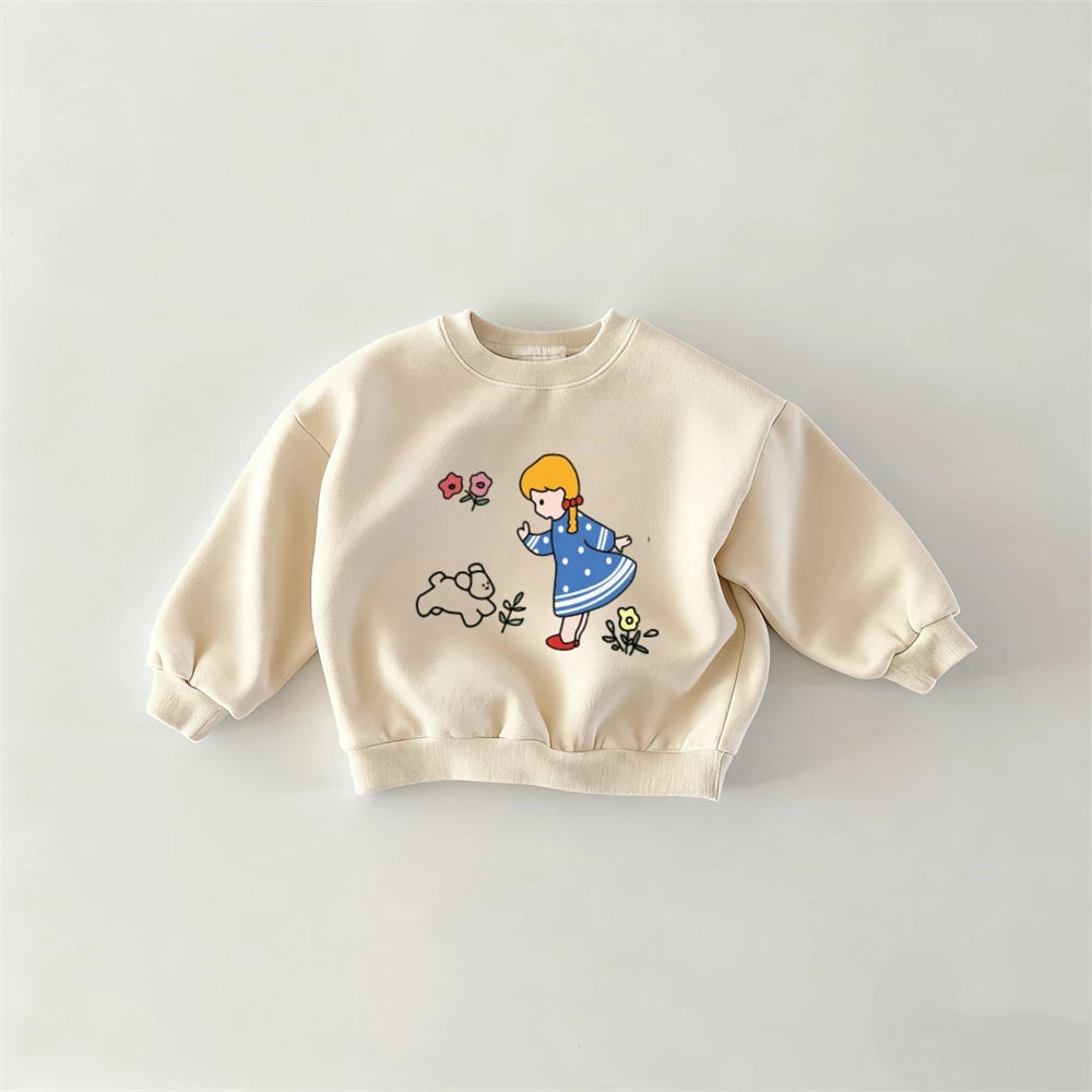 Korean Version Wear Girls Long Sleeve Printing Hoodies Lovely Clothing Pink Trendy Sweatshirts Spring Autumn Children's Costume