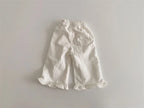 2024 Autumn New Girl Pants Baby Casual Ruffle Wide Leg Pants Children Trendy Autumn Trousers Loose Solid High Waist Bell-bottoms