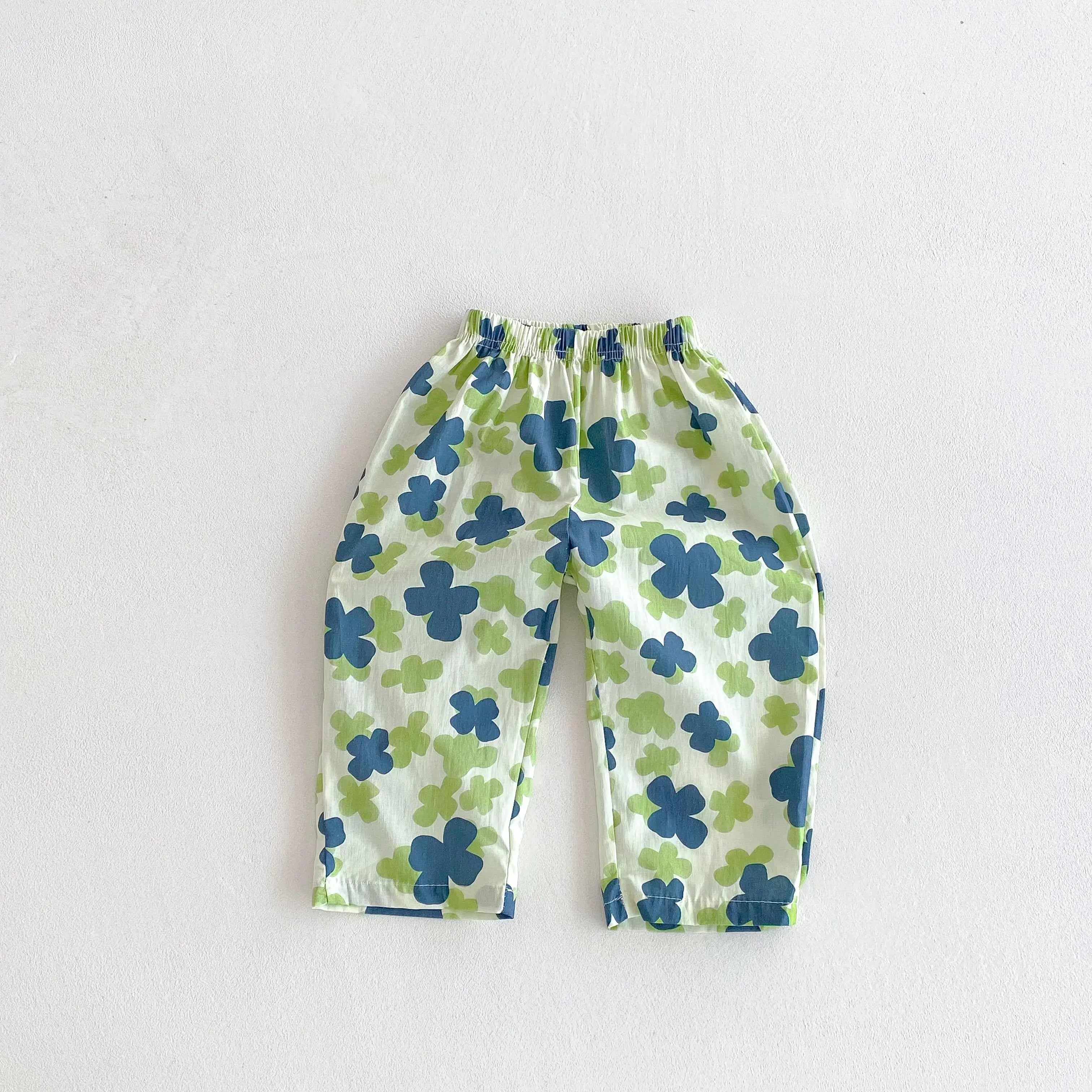 0-6Year Child Pants Cotton Thin Casual Sports Trousers Full Print Loose All-mtach Pants Boys Girls Baby Mosquito Resistant Pants