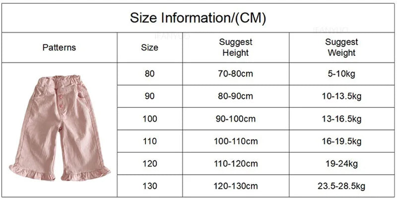 2024 Autumn New Girl Pants Baby Casual Ruffle Wide Leg Pants Children Trendy Autumn Trousers Loose Solid High Waist Bell-bottoms