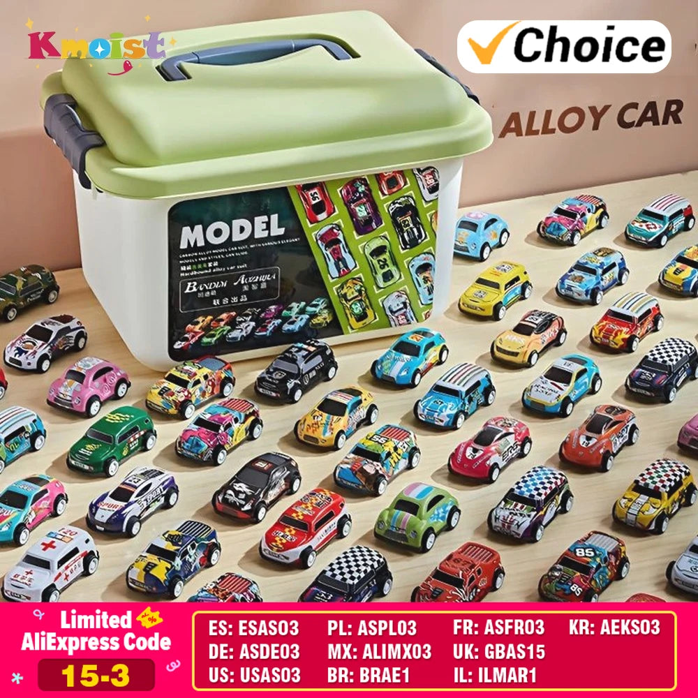 20/30/50Pcs Mini Car Set Inertia Pull Back Cars for Boys Plastic Vehicle Model Collection Toys Birthday New Year Gifts for Kids