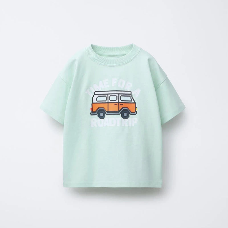Cartoon Dog Print T Shirt Baby Boys Cute Crewneck Tops Simple All-match Tees White T-shirt Loose Fashion Wear 2025 Baby Clothing