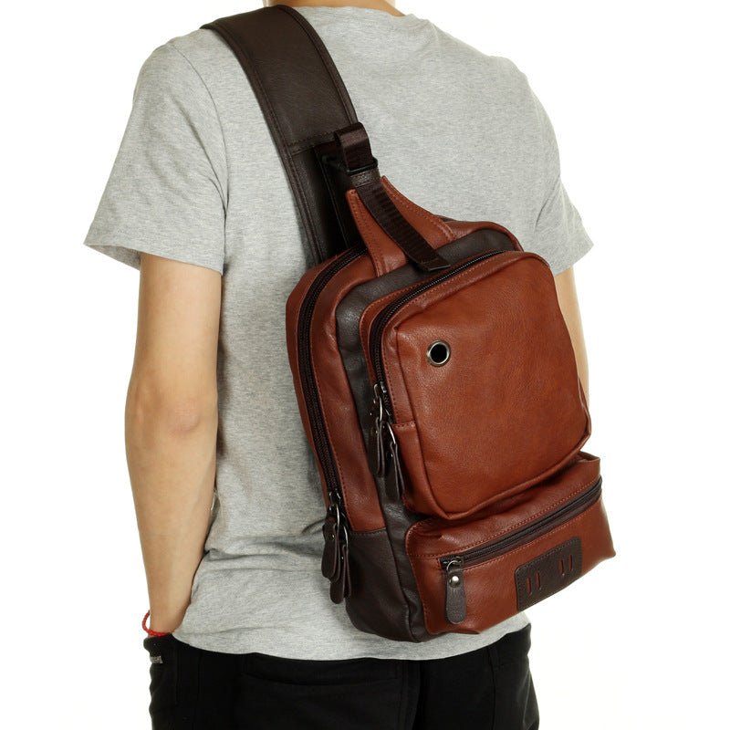 A Mo Tis Leather Backpack Bag trend of Korean men's casual outdoor sport for men chest Bag Satchel | Orazek UK Ltd