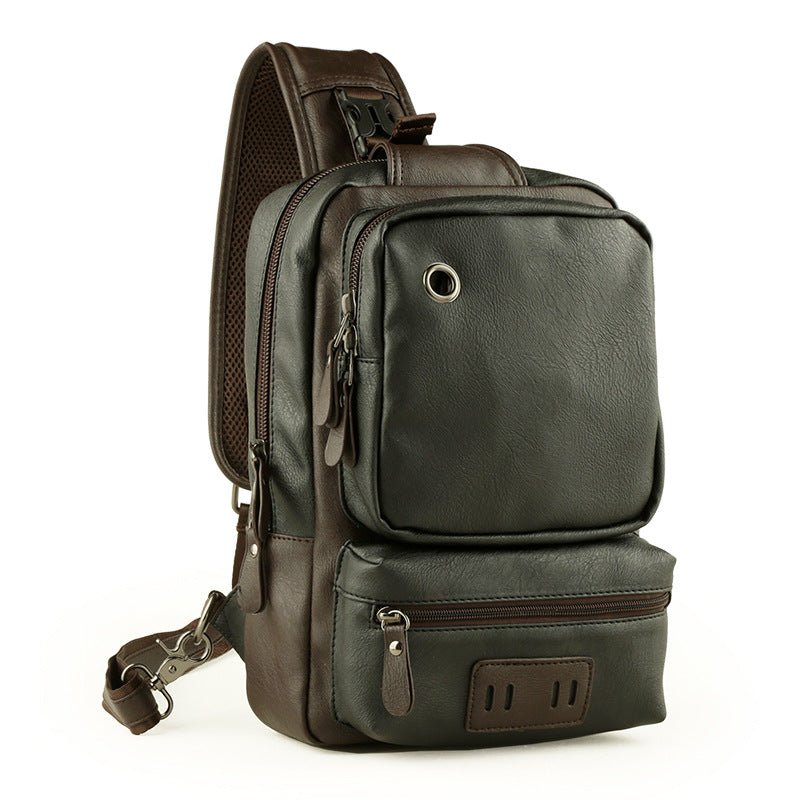 A Mo Tis Leather Backpack Bag trend of Korean men's casual outdoor sport for men chest Bag Satchel | Orazek UK Ltd