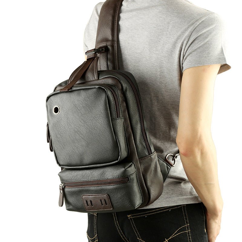A Mo Tis Leather Backpack Bag trend of Korean men's casual outdoor sport for men chest Bag Satchel | Orazek UK Ltd