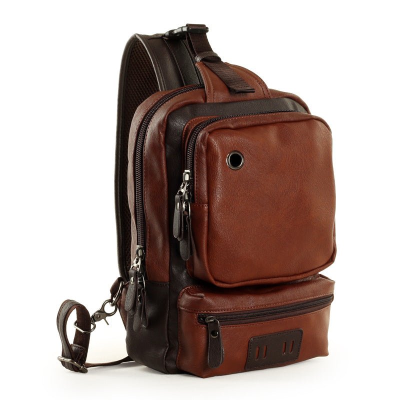 A Mo Tis Leather Backpack Bag trend of Korean men's casual outdoor sport for men chest Bag Satchel | Orazek UK Ltd