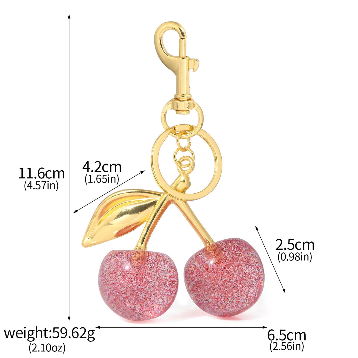 A Pair Of Red Cherry Crystal Bag Glitter Keychain | Orazek UK Ltd