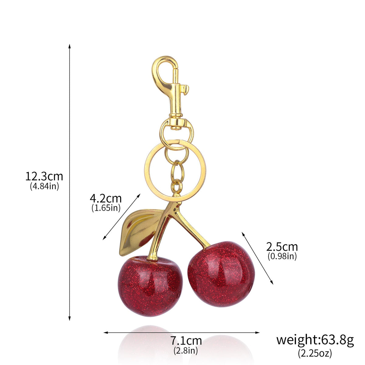 A Pair Of Red Cherry Crystal Bag Glitter Keychain | Orazek UK Ltd