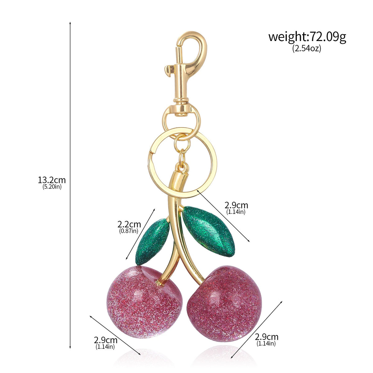 A Pair Of Red Cherry Crystal Bag Glitter Keychain | Orazek UK Ltd