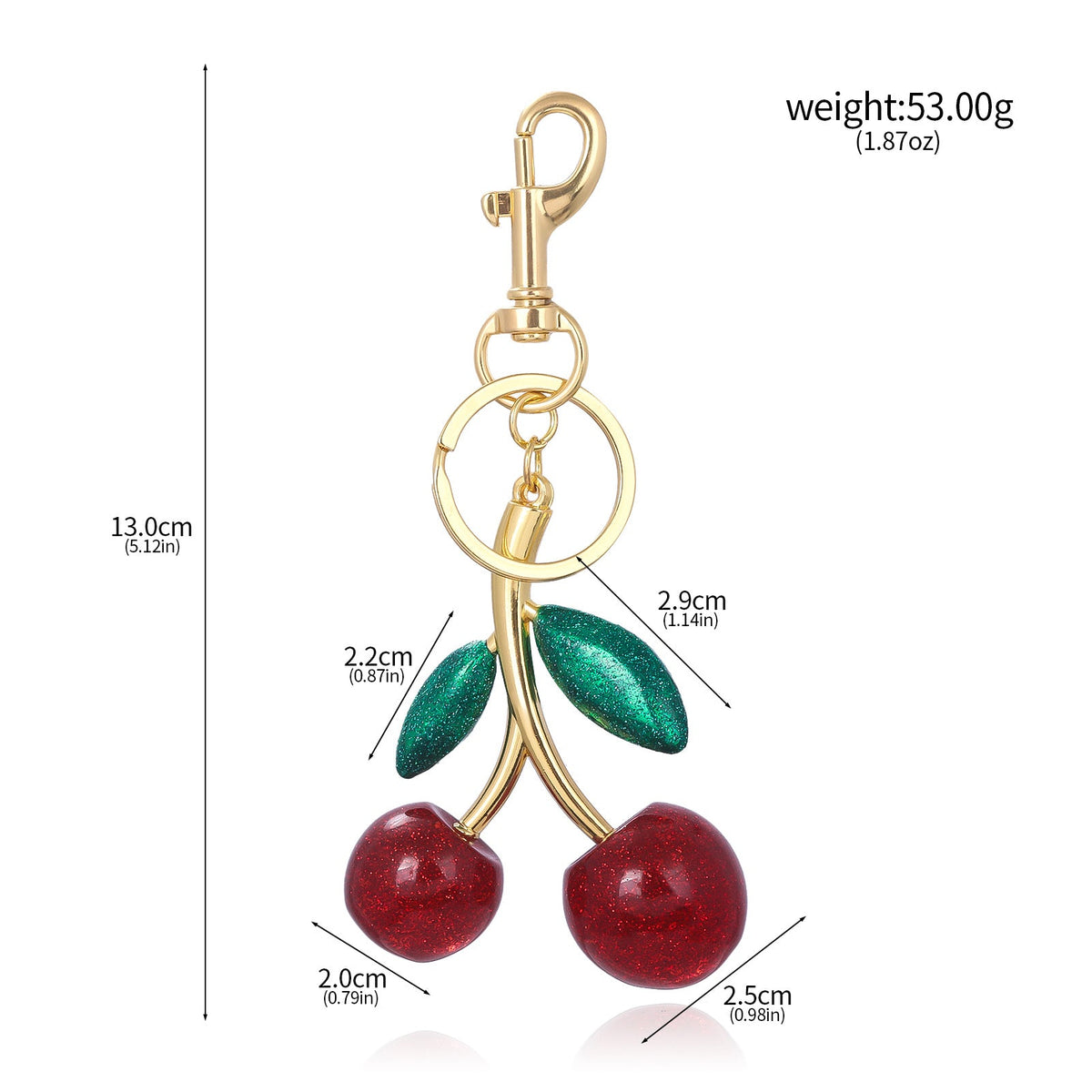 A Pair Of Red Cherry Crystal Bag Glitter Keychain | Orazek UK Ltd