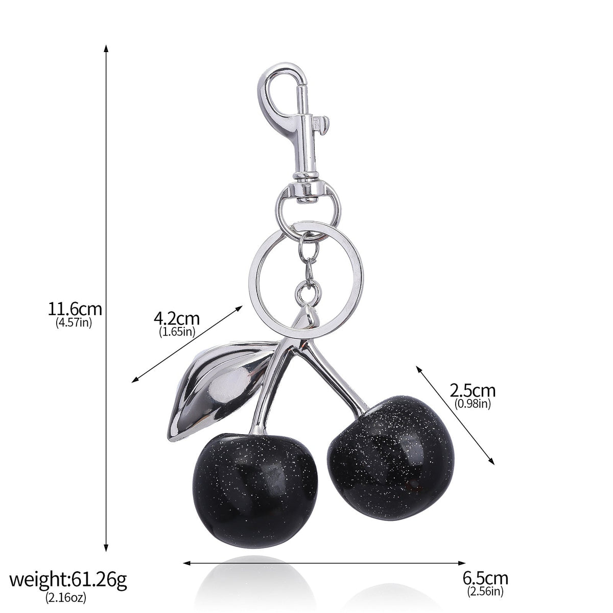 A Pair Of Red Cherry Crystal Bag Glitter Keychain | Orazek UK Ltd