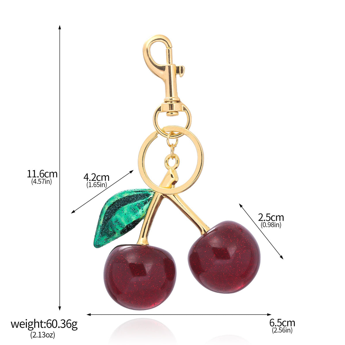 A Pair Of Red Cherry Crystal Bag Glitter Keychain | Orazek UK Ltd