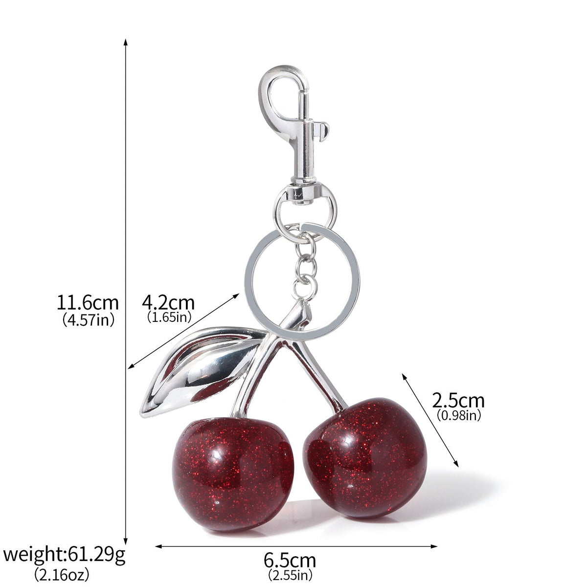 A Pair Of Red Cherry Crystal Bag Glitter Keychain | Orazek UK Ltd