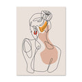 Abstract Girl Single Line Face Leaf Painting Minimalist Wall Art Print Poster Nordic Style Picture Home Decor | Orazek UK Ltd