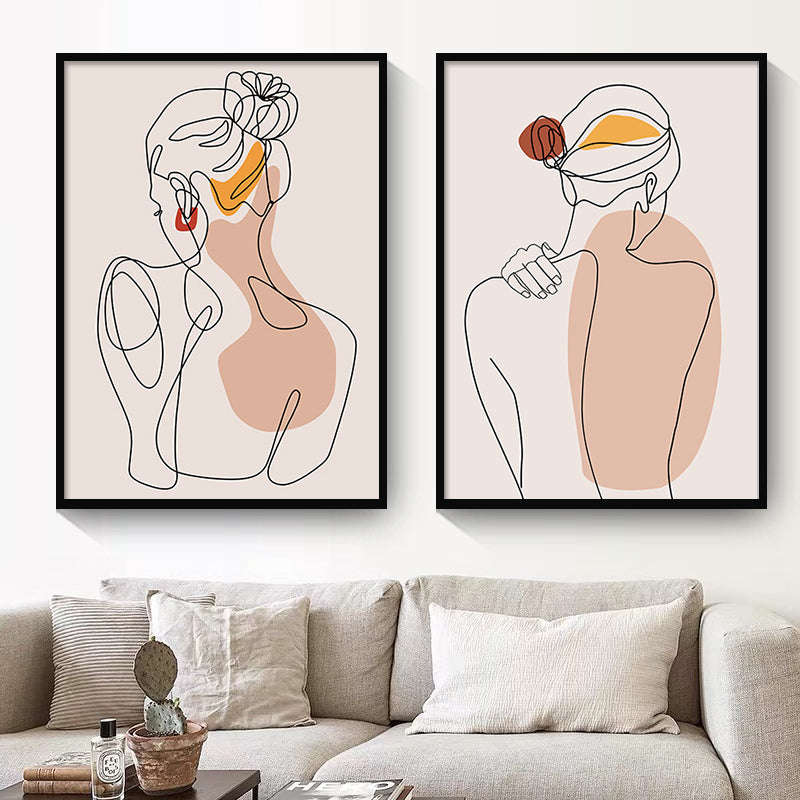 Abstract Girl Single Line Face Leaf Painting Minimalist Wall Art Print Poster Nordic Style Picture Home Decor | Orazek UK Ltd