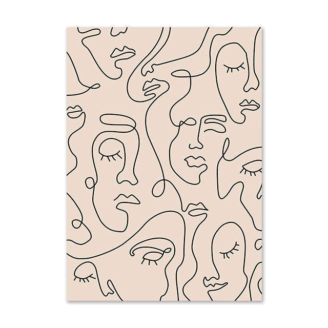 Abstract Girl Single Line Face Leaf Painting Minimalist Wall Art Print Poster Nordic Style Picture Home Decor Orazek UK Ltd