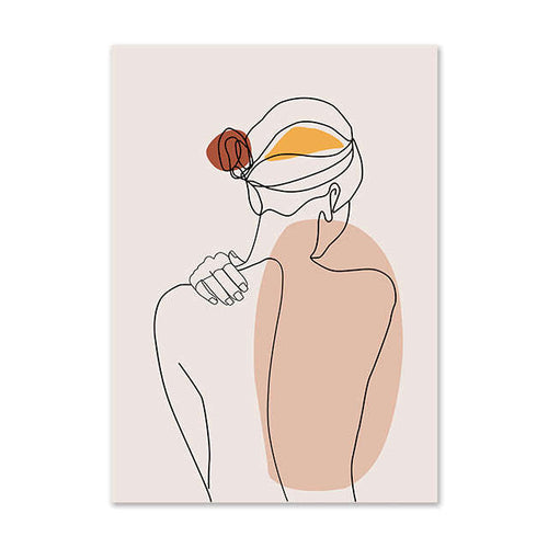 Abstract Girl Single Line Face Leaf Painting Minimalist Wall Art Print Poster Nordic Style Picture Home Decor Orazek UK Ltd