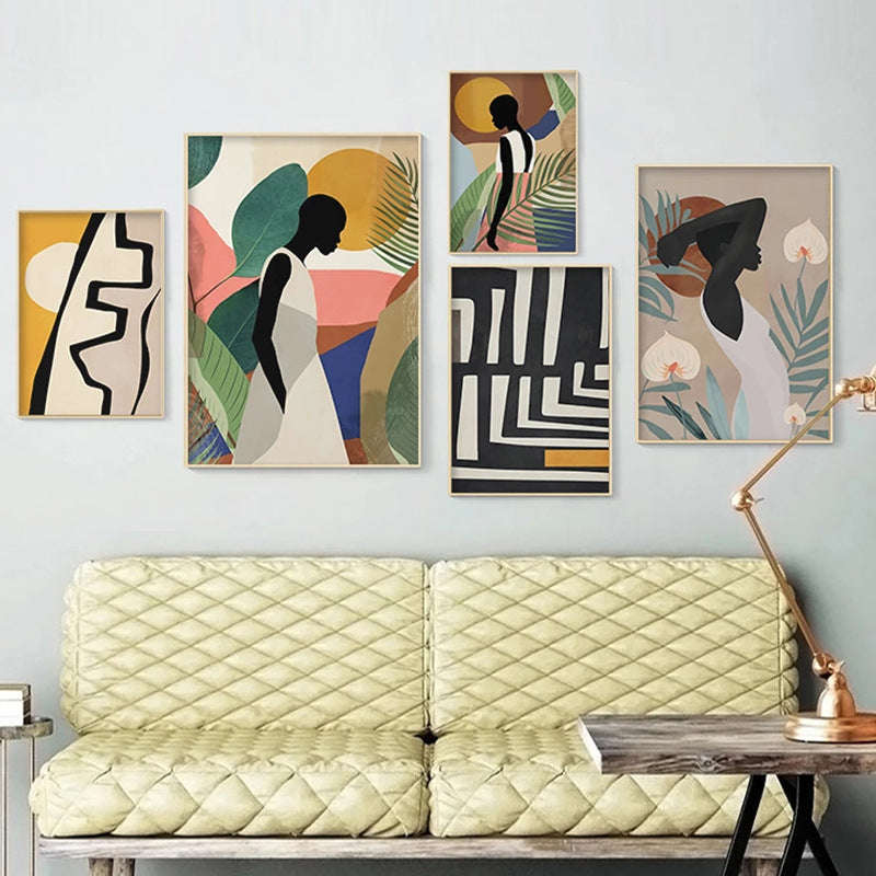 Abstract Woman Flower Leaf Canvas Painting Nordic Art Posters And Prints Living Room Decorative Painting | Orazek UK Ltd