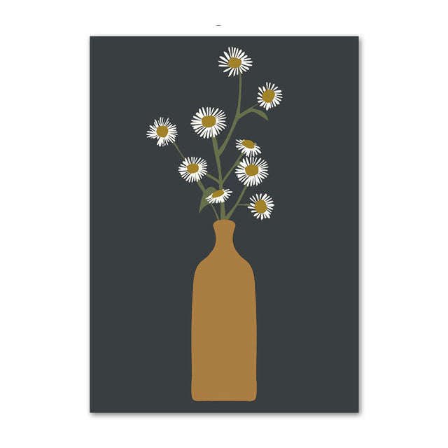 Nordic Floral Geometric Abstract Canvas Art Prints | Orazek UK Ltd