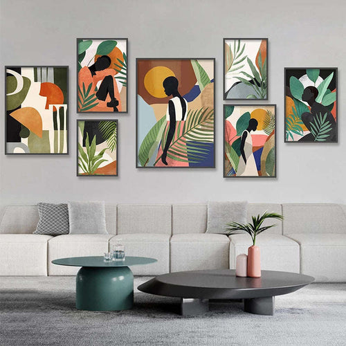 Abstract Woman Flower Leaf Canvas Painting Nordic Art Posters And Prints Living Room Decorative Painting Orazek UK Ltd