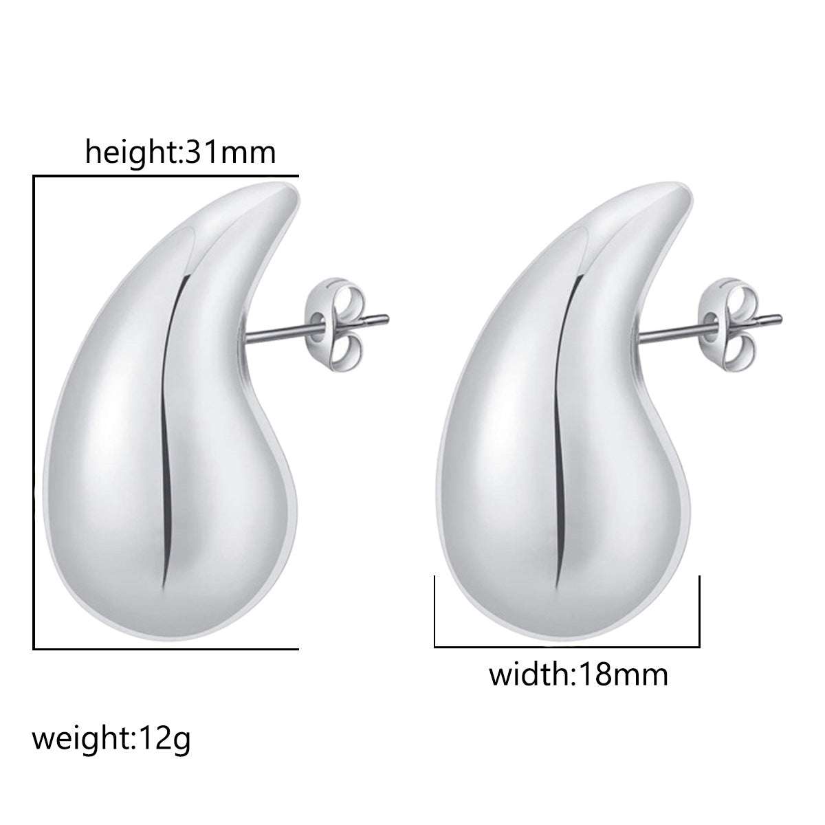Advanced Design Feeling Chubby Water Drop Earrings Stainless Steel Hollow Earrings | Orazek UK Ltd