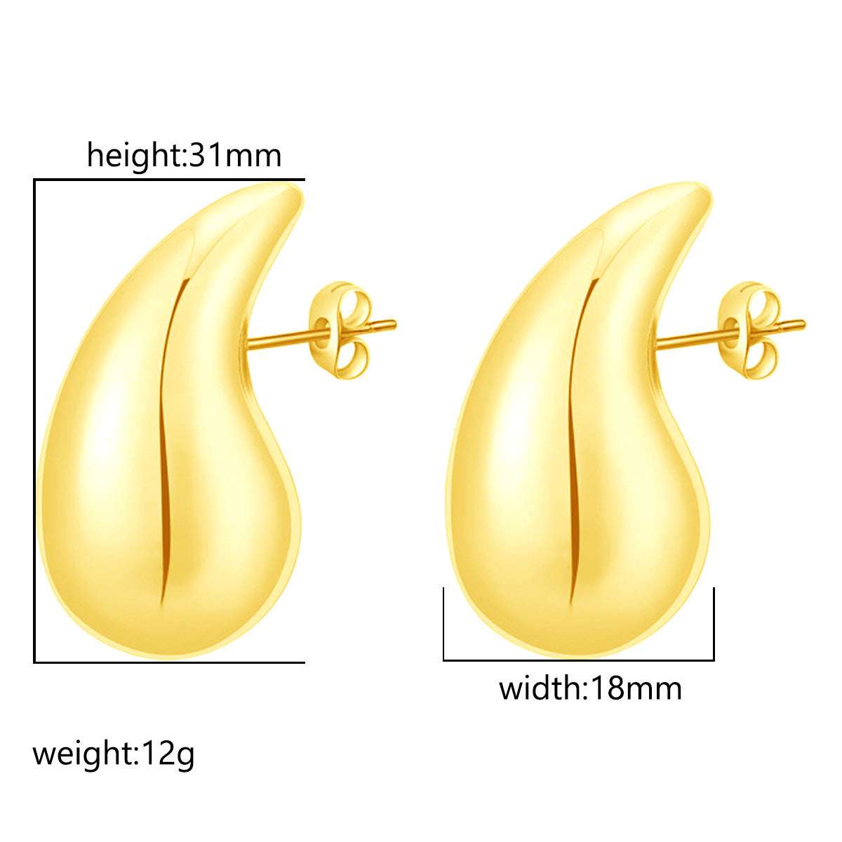 Advanced Design Feeling Chubby Water Drop Earrings Stainless Steel Hollow Earrings | Orazek UK Ltd