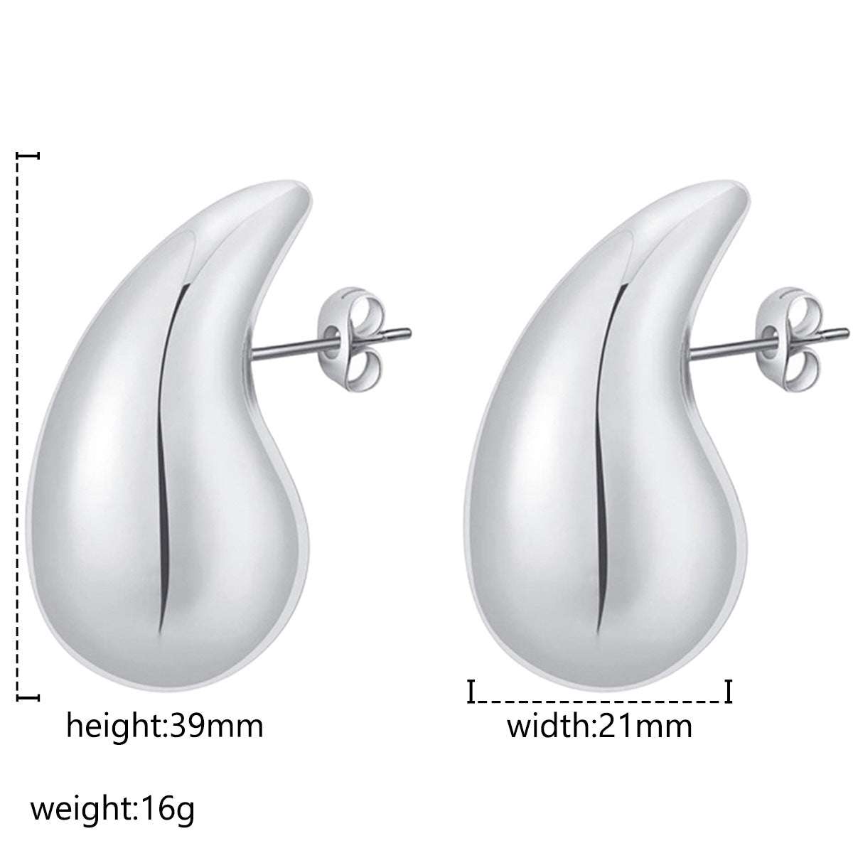 Advanced Design Feeling Chubby Water Drop Earrings Stainless Steel Hollow Earrings | Orazek UK Ltd