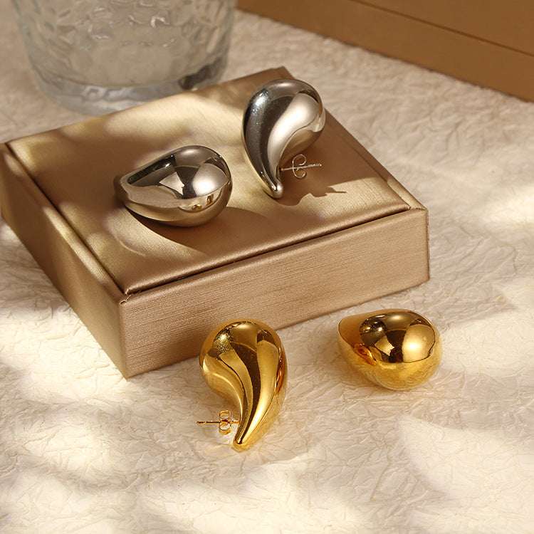 Advanced Design Feeling Chubby Water Drop Earrings Stainless Steel Hollow Earrings | Orazek UK Ltd