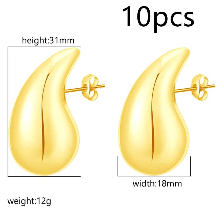 Advanced Design Feeling Chubby Water Drop Earrings Stainless Steel Hollow Earrings | Orazek UK Ltd