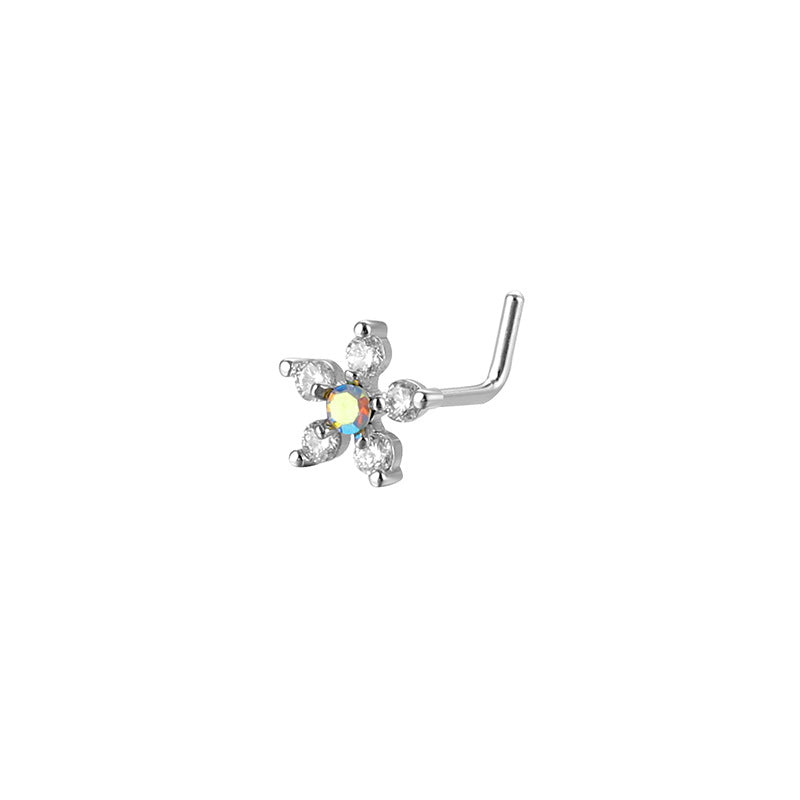 Unisex Stainless Steel Inlay Zircon Puncture Nose Ring