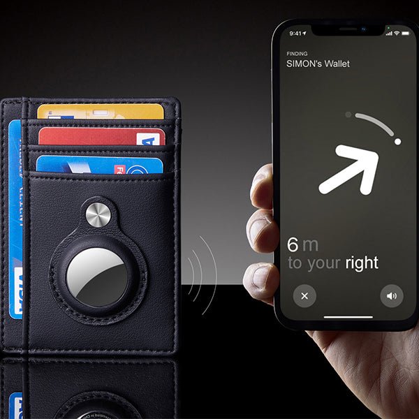 AirTag Wallet Anti Theft Bullet Card Bag Multi-functional Rfid Card Holder Men's Leather Slim Wallets For Airtag Air Tag | Orazek UK Ltd