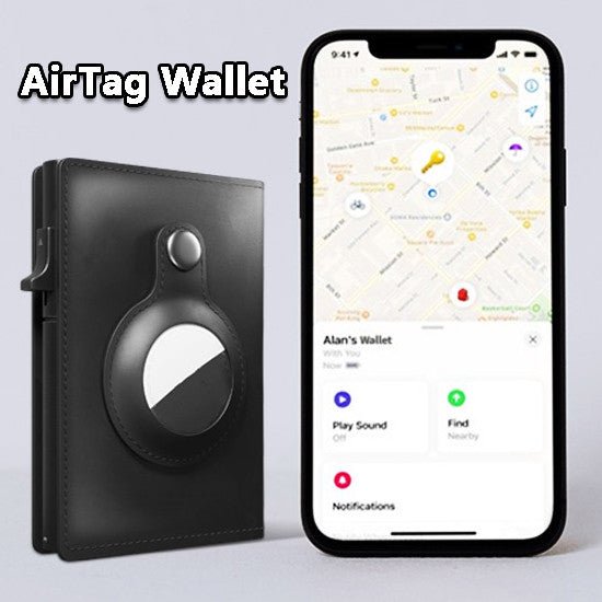 AirTag Wallet Anti Theft Bullet Card Bag Multi-functional Rfid Card Holder Men's Leather Slim Wallets For Airtag Air Tag | Orazek UK Ltd