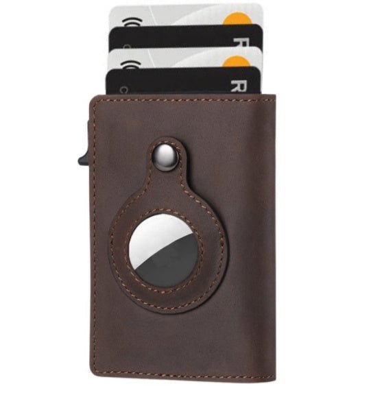 AirTag Wallet Anti Theft Bullet Card Bag Multi-functional Rfid Card Holder Men's Leather Slim Wallets For Airtag Air Tag | Orazek UK Ltd