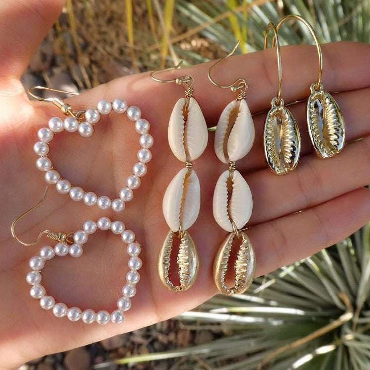 Alloy Shell Earring Contracted Shell Combination 3 Pieces Set | Orazek UK Ltd