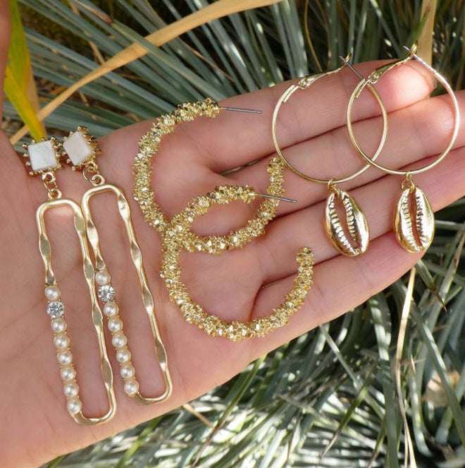 Alloy Shell Earring Contracted Shell Combination 3 Pieces Set | Orazek UK Ltd