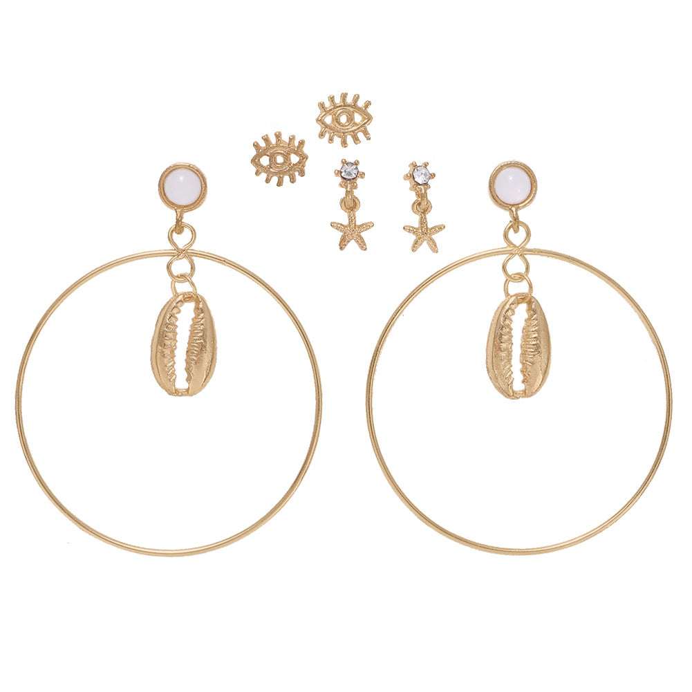 Alloy Shell Eyes Star Earring Set Orazek UK Ltd
