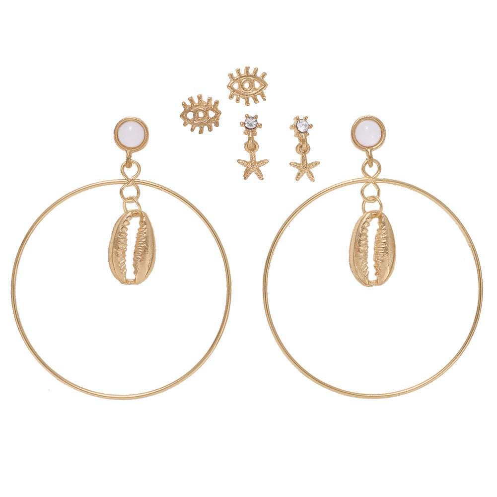 Alloy Shell Eyes Star Earring Set Orazek UK Ltd