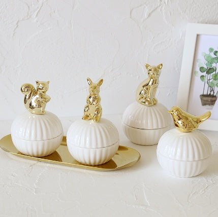 Animal figurine decor jewelry box squirrel rabbit cat bird crafts gift home decor jar | Orazek UK Ltd
