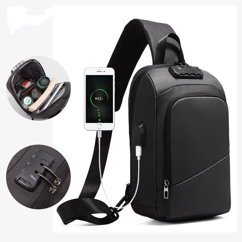 Anti-theft Lock Upscale Chest Bag Men Shoulder Bags USB Charging Crossbody Bags Summer Short Trip Travel Messengers Bag Unisex | Orazek UK Ltd