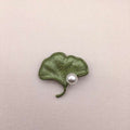 Avocado Green Art Small Fresh Pearl Leaf Brooch | Orazek UK Ltd