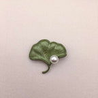 Avocado Green Art Small Fresh Pearl Leaf Brooch | Orazek UK Ltd