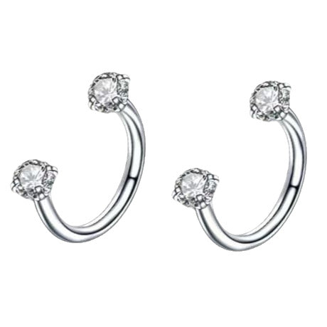 Stainless Steel Piercing Ornaments Round Double Zircon Nose Ring U-shaped Nose Ring