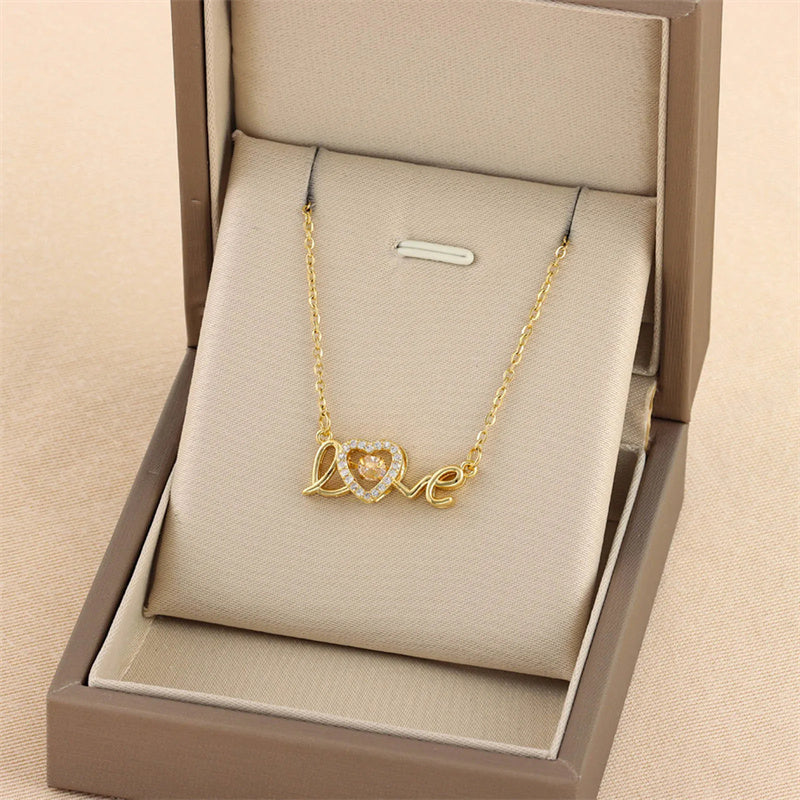 Valentines Day Gift New Stainless Steel Necklace Fashion New Love Smart Necklace Female Clavicle Chain Fashion Jewelry Woman