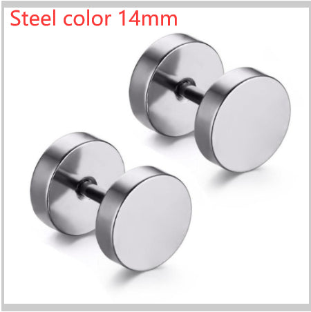 8MM Stainless Steel Earrings Women Men Gold Silver Black Barbell Ear Stud Piercing Earring Tunnel Punk Gothic Jewelry