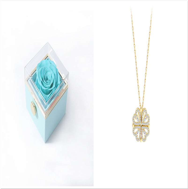 Explosive Detachable Cubic Zircon Heart Shape Four-leaf Clover Necklace Pendant For Women
