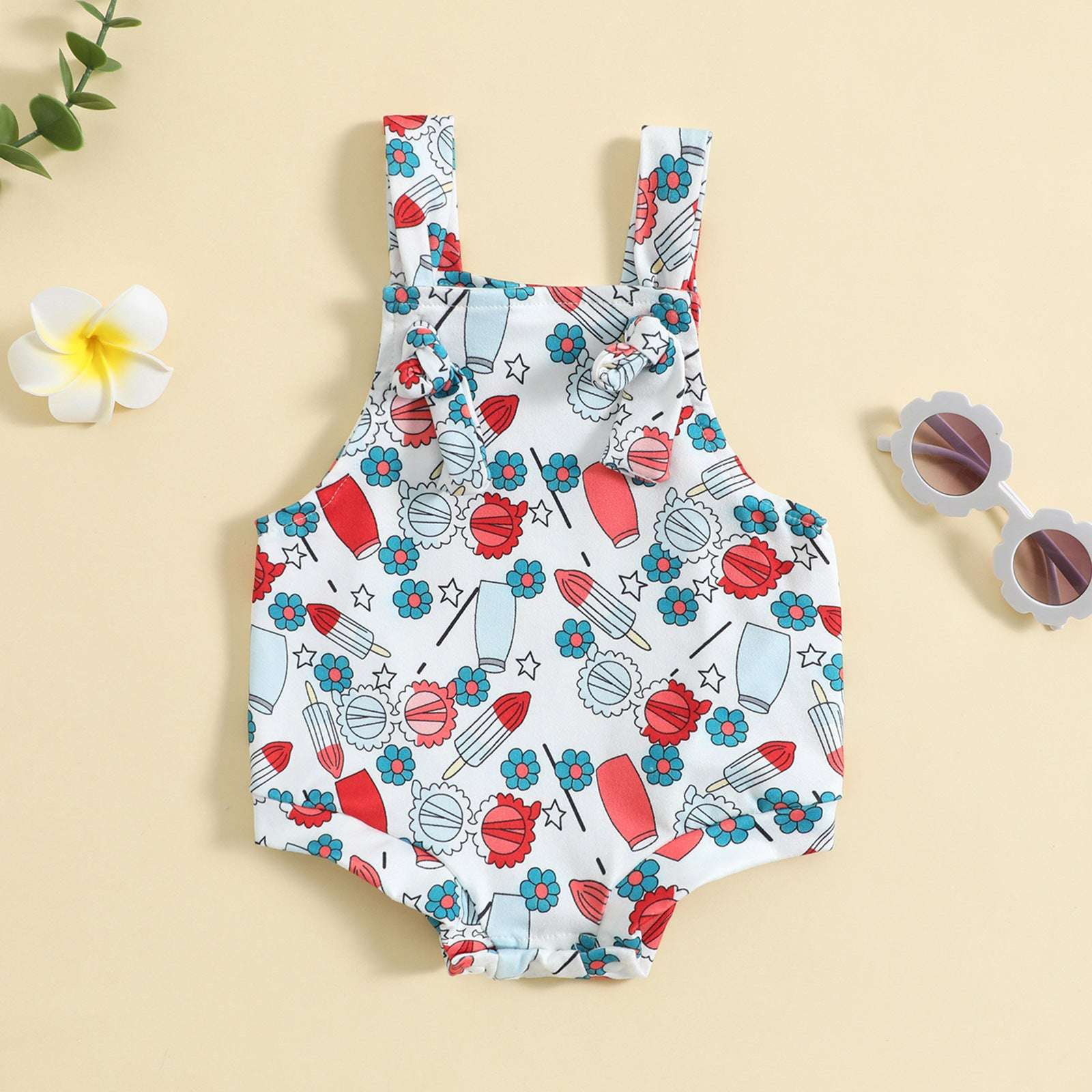 Baby Printed Front Knotted Suspender Pants | Orazek UK Ltd