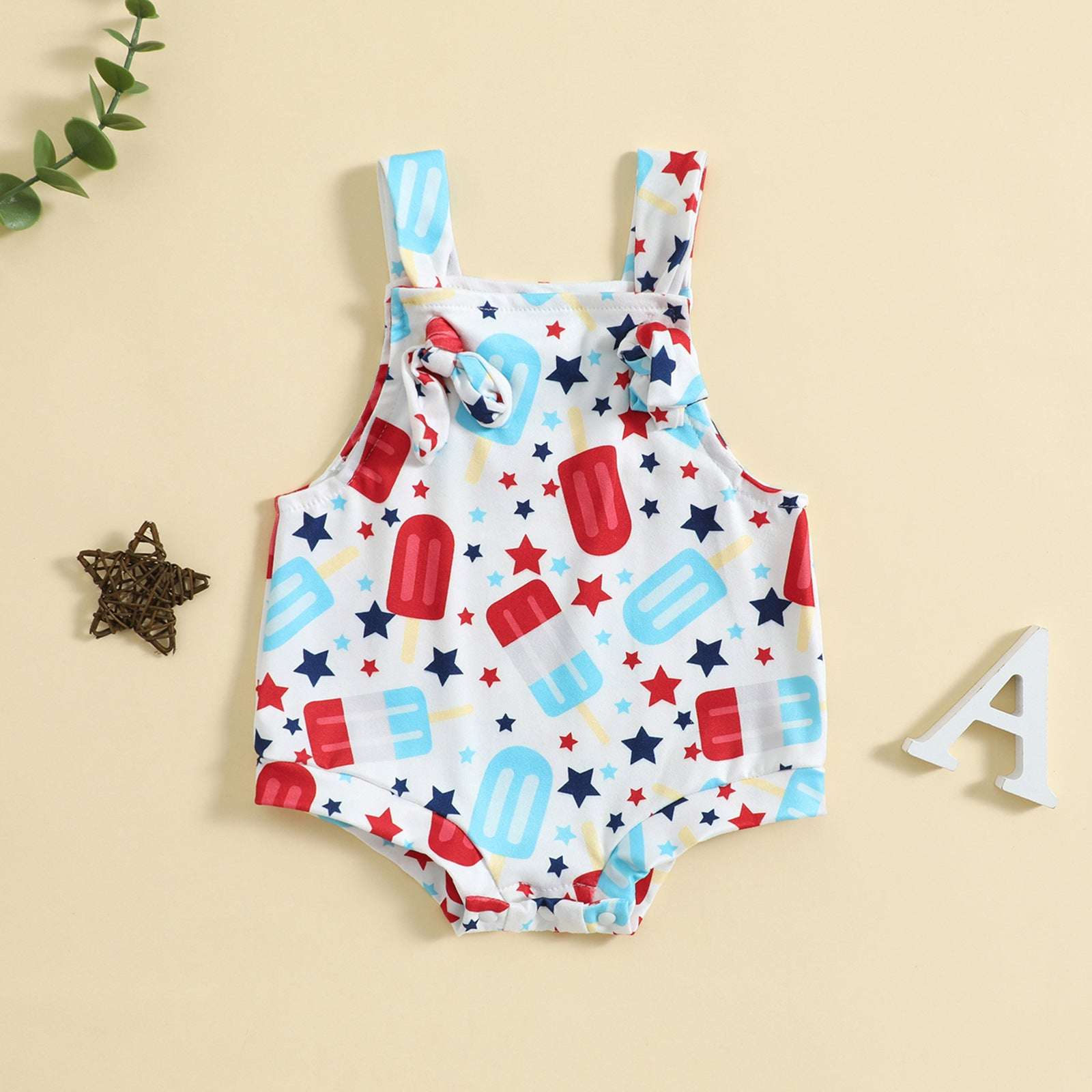 Baby Printed Front Knotted Suspender Pants | Orazek UK Ltd