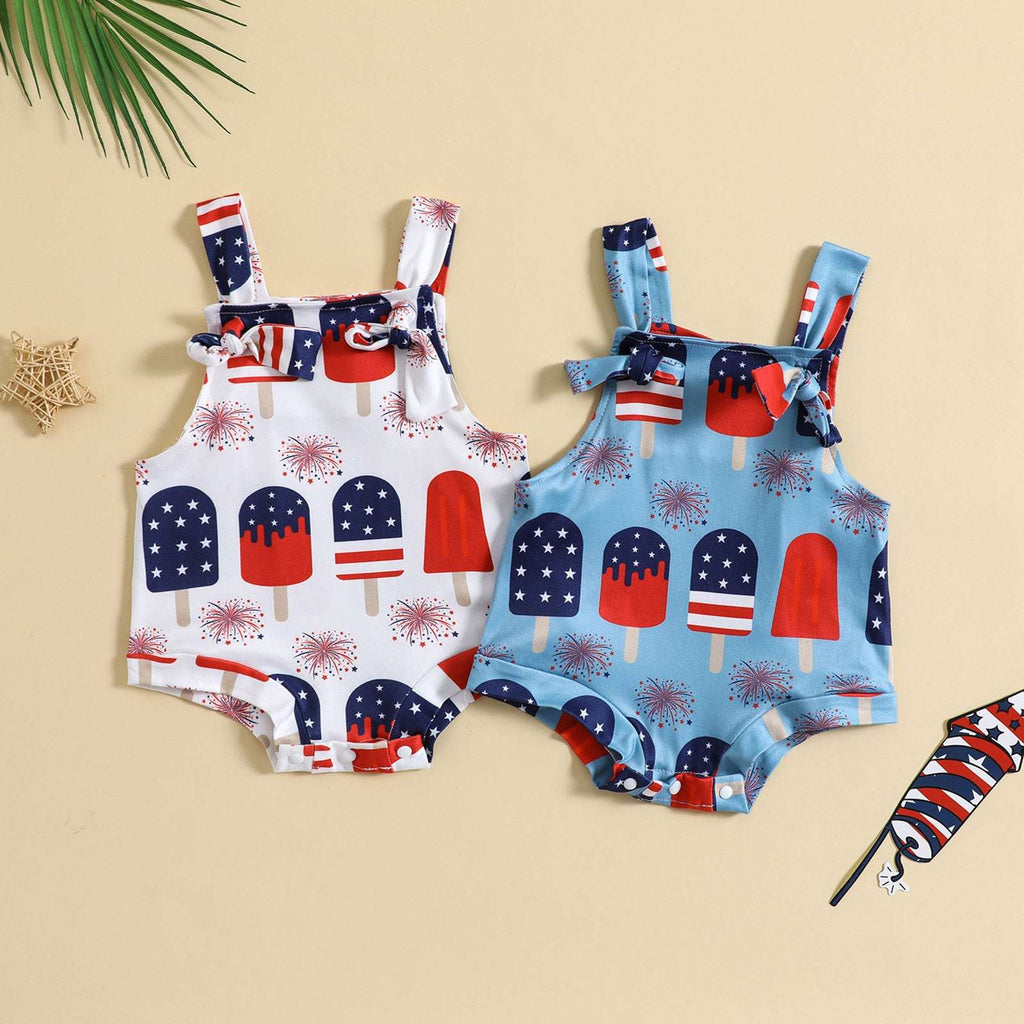 Baby Printed Front Knotted Suspender Pants | Orazek UK Ltd