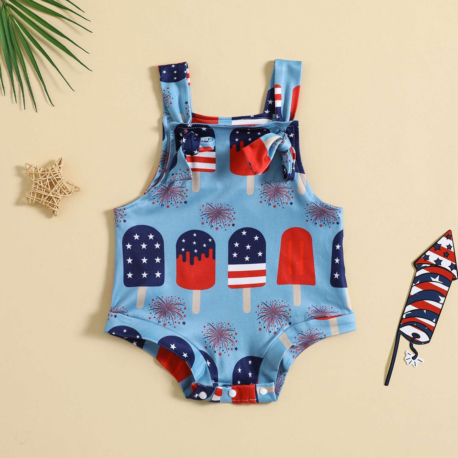 Baby Printed Front Knotted Suspender Pants | Orazek UK Ltd